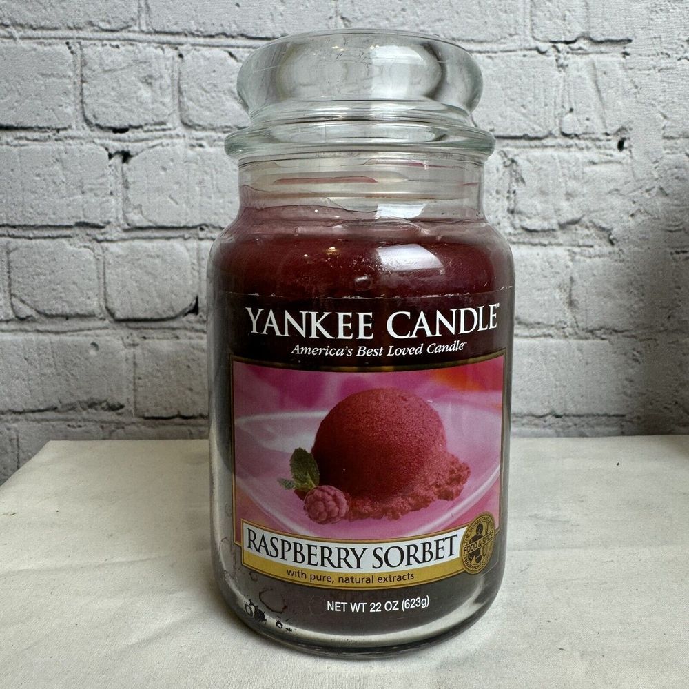 Yankee Candle 22 oz Black‎ Label: RASPBERRY SORBET PARTIAL BURN